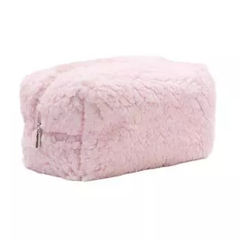 Металлическая сумка на молнии для хранения, легкая водонепроницаемая шерстяная косметичка для хранения кистей, кремов, губных помад розовый