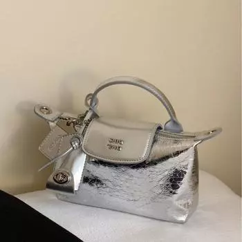 Металлическая сумка-тоут с радиоприемником женская новинка 2024 года, летняя сумка-мессенджер серебряный