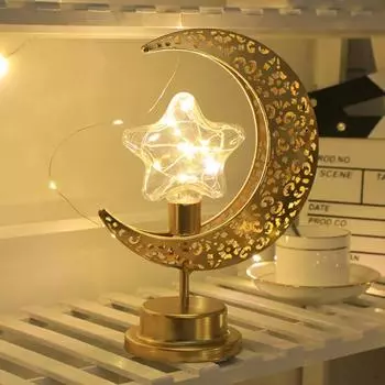 Металлическая светодиодная лунная лампа, мерцающее бесплатное мягкое освещение, креативный полый дизайн, ночник для спальни, украшение для прикроватной настольной лампы One Size B