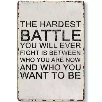 Металлическая табличка One Piece, металлическая табличка с мотивацией для фитнеса, винтажная металлическая табличка с надписью Toughest Battle Fitness, мотивирующий постер чёрный