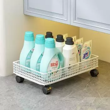 Металлическая тележка на колесах, запираемая хозяйственная тележка для кухни, ванной, шкафа, полки для хранения Small чёрный