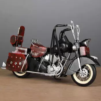 Металлическая трехколесная статуэтка мотоцикла 16x6.5x8.5см ретро поделки для детей подарок red and black