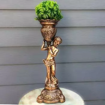 Металлическая угловая ваза ручной работы на плече Большого Мальчика, 18 дюймов, коричневая коричневый