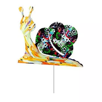 Металлическая улитка, садовый колышек, украшение, всепогодное, для дома, улицы, двора, газона, патио, дорожки, железный, красочный, колышек-улитка, палочка-орнамент жёлтый