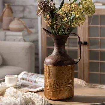 Металлическая ваза деревенский цветок винтажный дизайн коллекция произведений искусства композиция растения