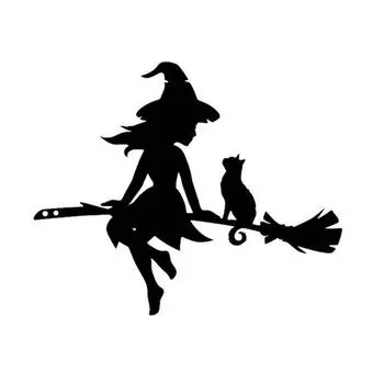 Металлическая ведьма и силуэт кошки, колышек, Хэллоуин, вставка на ветку, садовый декор, черный знак пенька для наружного патио, лужайки, двора, сада чёрный