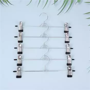 Металлическая вешалка для брюк с покрытием, Нескользящий зажим для брюк, Вешалка из нержавеющей стали, Бесшовная кованая выдвижная вешалка для брюк