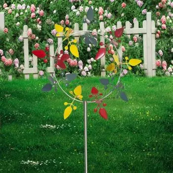 Металлическая ветряная мельница 3D ветряная вертушка с садовым колышком, уличные кинетические вертушки, красочная скульптура ловца ветра для украшения лужайки патио