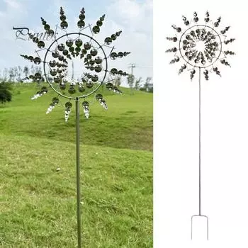 Металлическая ветряная мельница, нержавеющая, устойчивая к коррозии, простая установка, декоративная 3D кинетическая вертушка для ветра, красочная вертушка, садовый орнамент серебряный