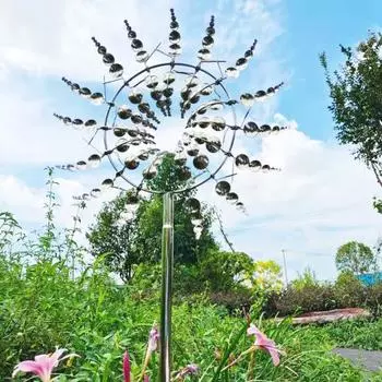 Металлическая ветряная мельница, нержавеющая, устойчивая к коррозии, простая установка, декоративная 3D кинетическая вертушка для ветра, красочная вертушка, садовый орнамент
