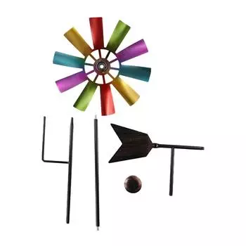 Металлическая ветряная вертушка Pinwheels Уличное украшение Садовый колышек Windmill Газонные украшения Wrought Windmill Садовое украшение Retro