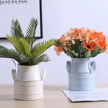 Металлическая винтажная потертая ваза для цветов жестяной кувшин растения украшение сад свадьба дом железный цветочный горшок белый