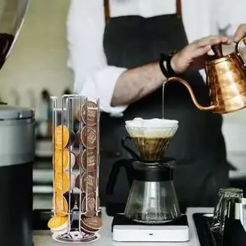 Металлическая вращающаяся стойка для капсул с большой емкостью для кофейных капсул, держатель для кофейных капсул для офиса чёрный