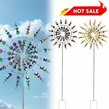 Металлическая вращающаяся ветряная мельница 3D Spinner Уличные волшебные кинетические ветряные мельницы Уникальные ветряные ловцы для сада, двора, газона золотой