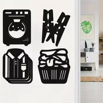 Металлическая вывеска прачечной в деревенском стиле: «Стирать, сушить, складывать, повторять» для очаровательного декора. Уникальная вывеска прачечной в деревенском стиле: Декор стен для дома. чёрный