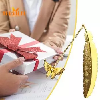 Металлическая закладка, светящееся металлическое перо, подвеска в виде бабочки, элегантный маркер для книг, домашняя школа серебряный