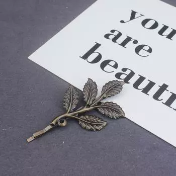 Металлическая заколка-автомат золотого цвета для женщин, головной убор, арабская свадебная бижутерия для волос, свадебные аксессуары для волос, боковые заколки в виде листьев