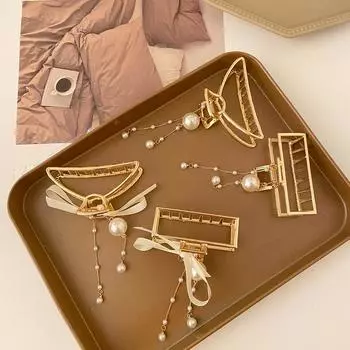 Металлическая заколка-бабочка с жемчугом и бабочкой, однотонная заколка для волос, милая и милая, простая заколка для нежных девушек