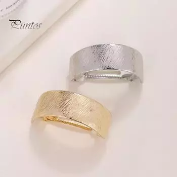 Металлическая заколка для волос с хвостиком, геометрический полукруг, изогнутая, золотистого, серебряного цвета, блестящий сплав, противоскользящая, сильная фиксация, женская булочка для волос, пружинная заколка для волос серебряный