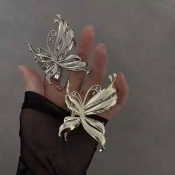 Металлическая заколка для волос в форме бабочки, элегантная, индивидуальная, для женщин и девочек, модный темперамент, креативный дизайн, заколки в виде акулы, аксессуары для волос золотой