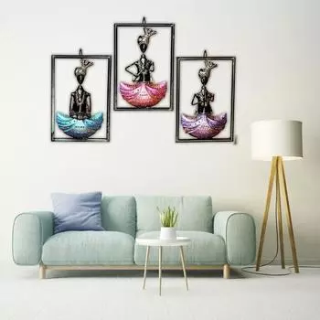 Металлическая Железная Настенная Подвесная Витрина Музыканта, Играющая на Музыкальном Инструменте Идол Фигурка Витрины Set Of 03