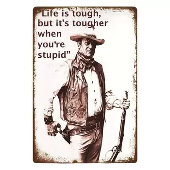 Металлическая жестяная табличка (12x8 дюймов/30x20 см), легендарный ковбойский постер, водонепроницаемый и пыленепроницаемый, забавный декор для стен дома чёрный