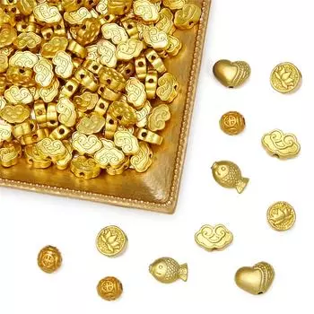 Металлическая золотая рыбка лотос благоприятные облака свободные разделительные бусины для изготовления ювелирных изделий своими руками браслет ожерелье подвески 6mm 4pcs