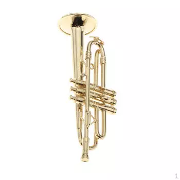 Металлическая золотая труба 9 см в подарок, миниатюрный музыкальный инструмент 1/6 для декора сказочного сада кукольного домика,