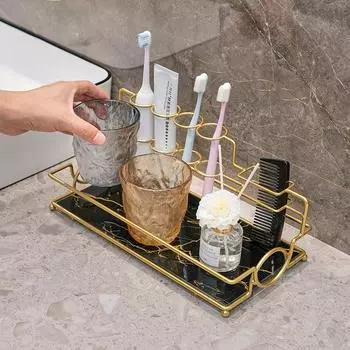 Металлическая зубная щетка, чашка для полоскания рта, полка для хранения, туалет, ванная комната, бесплатная перфорированная полка, настольный лоток для хранения, аксессуары для ванной комнаты C