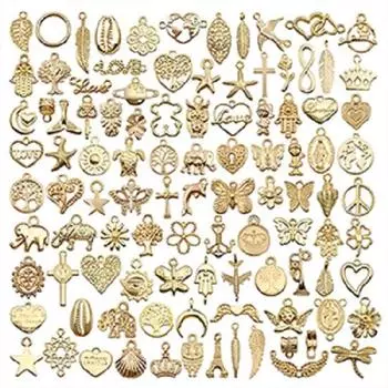 Металлические 100 шт., подвески из золотого сплава для изготовления ювелирных изделий, подвески, оптовые партии, антикварные смешанные ожерелья «сделай сам», браслеты, подвески, подвески