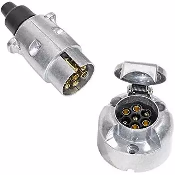 Металлические 7-контактные розетки для прицепа и 7-контактная розетка для прицепа, 12 В, водонепроницаемая металлическая розетка для прицепа, 7-контактная гнездовая и мужская розетка для грузовика Rv, автоматический разъем Trai 16x13x6cm