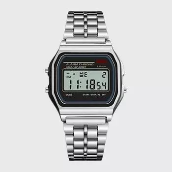 металлические электронные наручные часы