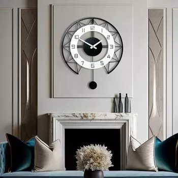 Металлические антикварные настенные часы для гостиной | Декоративные большие настенные часы, предметы интерьера для дома | Оригинальные настенные часы для гостиной, холла, офиса 50 x 50 cm