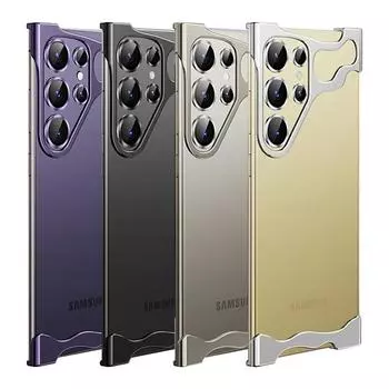 Металлические безрамные угловые накладки противоударный бампер чехол для Samsung Galaxy S24 Ultra S23 Plus S24Ultra защитная крышка объектива камеры For Galaxy S24 Ultra&Case & Camera Protector серебряный