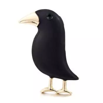 Металлические булавки, ювелирные изделия, подарки для мужчин, унисекс, ворона, эмалированная брошь, черная краска, птица, горный хрусталь золотой