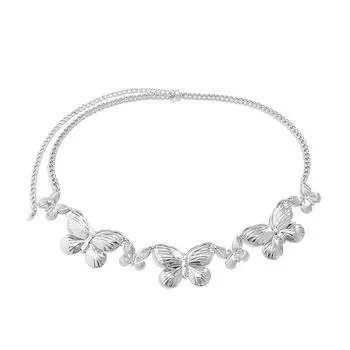 Металлические цепочки для тела в виде бабочки, поясная цепочка, кулон в виде бабочки, летние пляжные украшения для талии, украшения для тела, праздничный пояс, украшения для живота для женщин серебряный