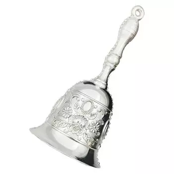 Металлические чайные ручные колокольчики Сервисный ручной колокольчик Обеденные колокольчики Громкий вызывной ручной колокольчик Винтажные металлические ручные колокольчики с изящной ручкой серебряный