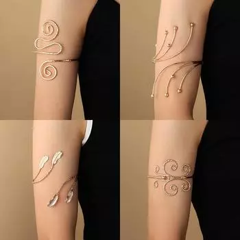 Металлические цветы, манжеты на плечо, браслеты для женщин, лист, бабочка, браслет, ажурные, ретро, браслеты для тела, панк-ювелирные изделия