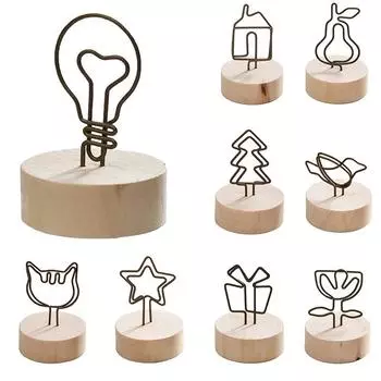 Металлические держатели для карточек с деревянной основой, настольные украшения, подставки для фотографий, подставки для свадебных номеров столов, таблички с именами для свадьбы