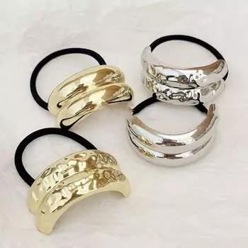 Металлические геометрические эластичные резинки для волос, резинки для волос с манжетами для густых волос, золотые эластичные резинки для волос с манжетами для хвоста для женщин