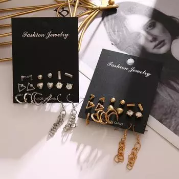 Металлические геометрические маленькие серьги-гвоздики для женщин, модные ювелирные аксессуары с цирконом золотой