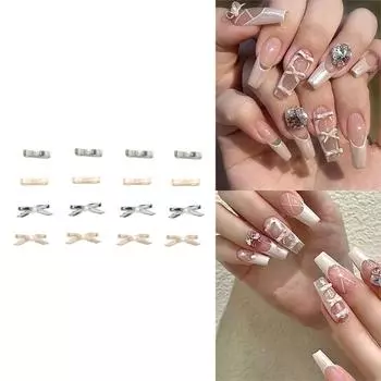 Металлические гвоздики для дизайна ногтей 3D-подвески для дизайна ногтей Балетные банты Украшения для дизайна ногтей Украшения для ногтей с жемчужными бантами Аксессуары для украшения ногтей 1