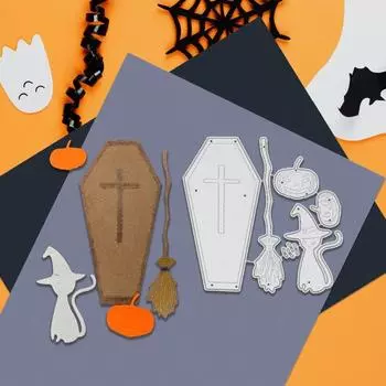 Металлические и силиконовые штампы для вырезания тыквы на Хэллоуин своими руками для скрапбукинга и изготовления открыток серебряный