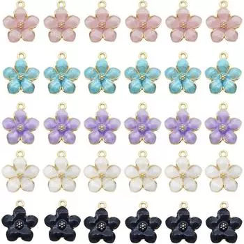 Металлические капли масла Эмаль Цветы Ассорти Цвета Смешанные Лепестки Подвески для поделок Браслеты Подвески Украшения своими руками Изготовление Аксессуаров 10pcs белый