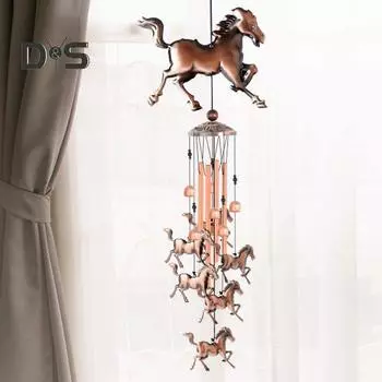 Металлические колокольчики ручной работы в виде бегущей лошади, ретро-колокольчики с колокольчиками для дома, внутреннего сада, патио, двора Horse