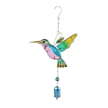 Металлические колокольчики в виде колибри Домашние креативные стеклянные колокольчики, подвесные украшения, украшения для окон и дверей, сада и патио