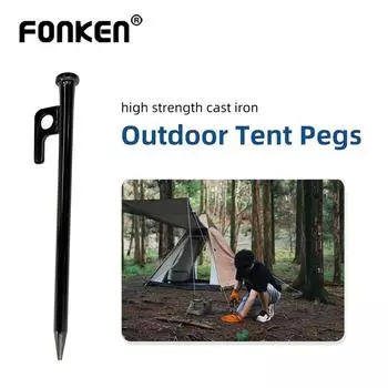 Металлические колышки для палатки Fonken, гвозди с веревкой, оборудование для кемпинга и пешего туризма, уличная дорожная палатка, аксессуары для песка чёрный