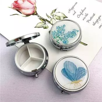 Металлические коробки для таблеток, круглые коробки для таблеток из нержавеющей стали, органайзер для лекарств, контейнер для лекарств, разветвители, коробка для конфет и таблеток