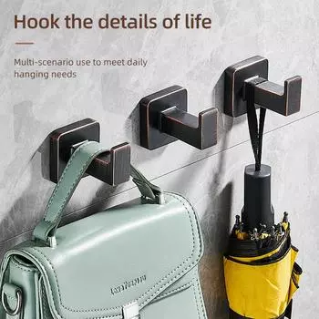 Металлические крючки для халатов, черные бронзовые настенные крючки для подвешивания ключей, вешалка для одежды, дверной крючок для халата, аксессуары для ванной комнаты FR209