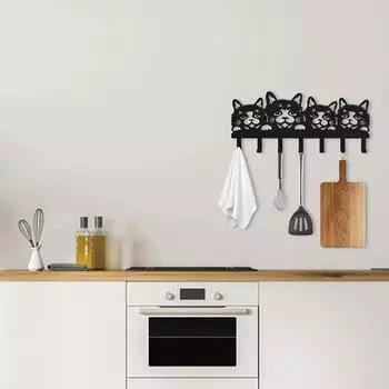 Металлические крючки для одежды Cat, настенные стильные крючки для пальто, шляп, полотенец | Настенные крючки для входа с изображением животных | Функциональный декор M бронзовый